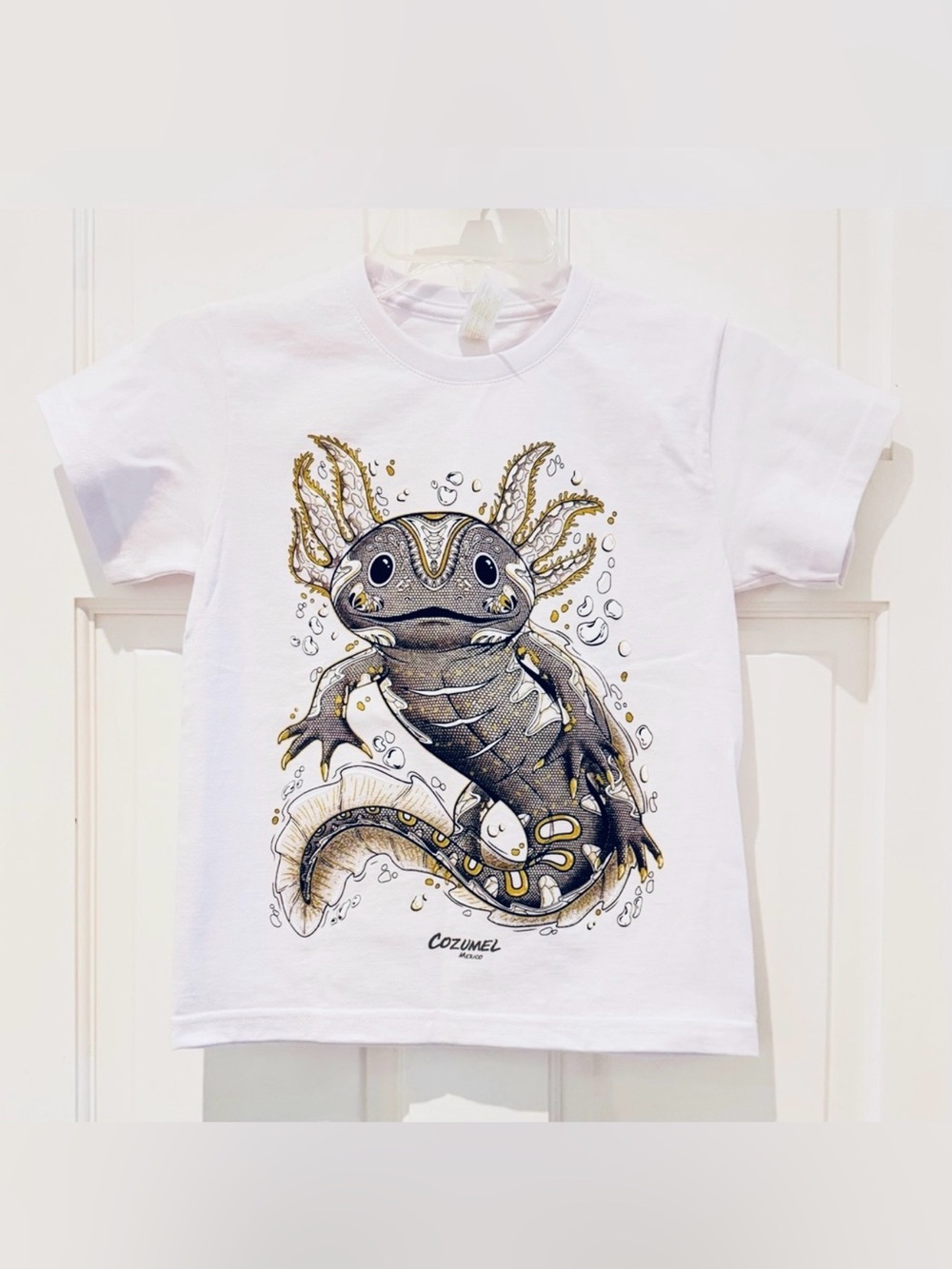 Cozumel Mexico Axolotl T-Shirt - Youth Size 8 White NWOT 100% Cotton